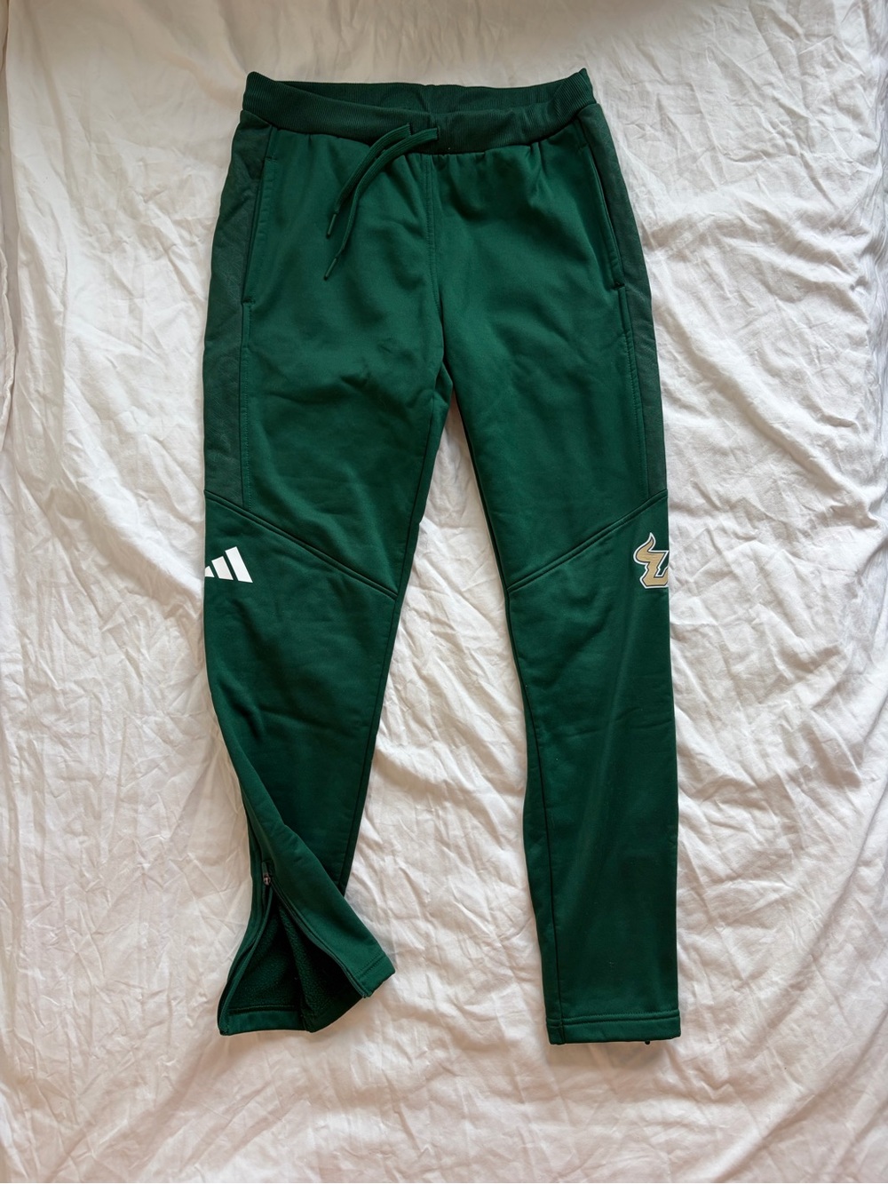 adidas Dark Green Athletic Joggers with Drawstring